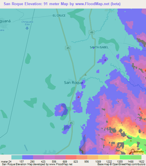 San Roque,Colombia Elevation Map