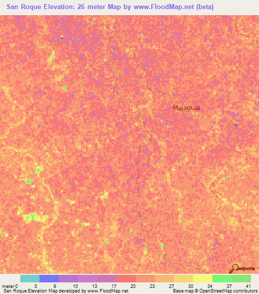 San Roque,Colombia Elevation Map