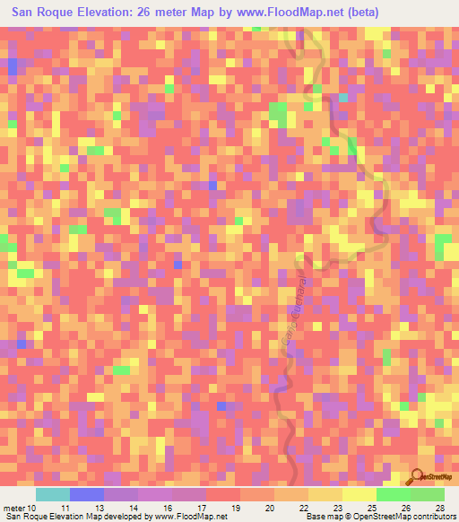 San Roque,Colombia Elevation Map