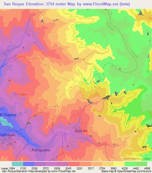 San Roque,Colombia Elevation Map