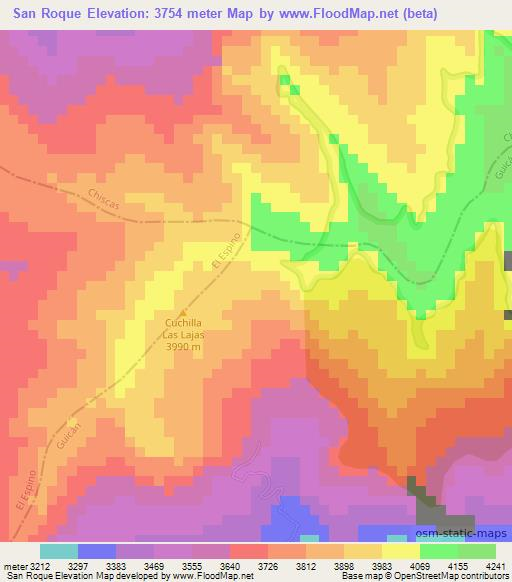 San Roque,Colombia Elevation Map