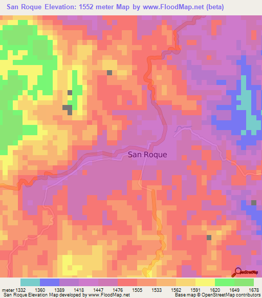 San Roque,Colombia Elevation Map