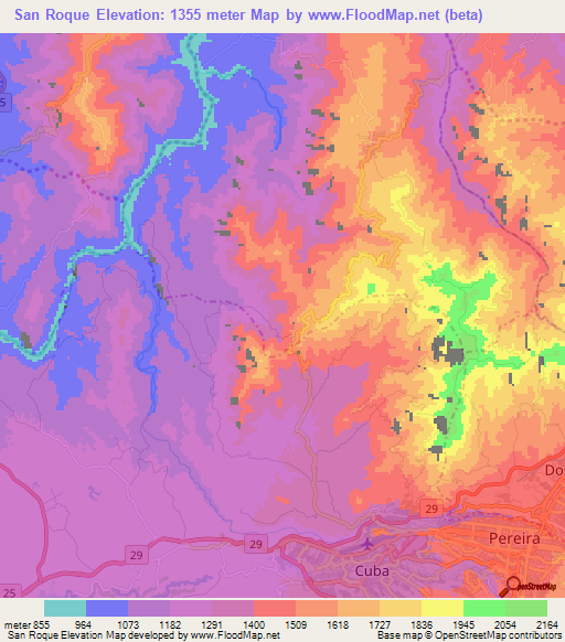 San Roque,Colombia Elevation Map