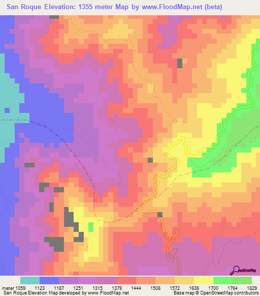 San Roque,Colombia Elevation Map