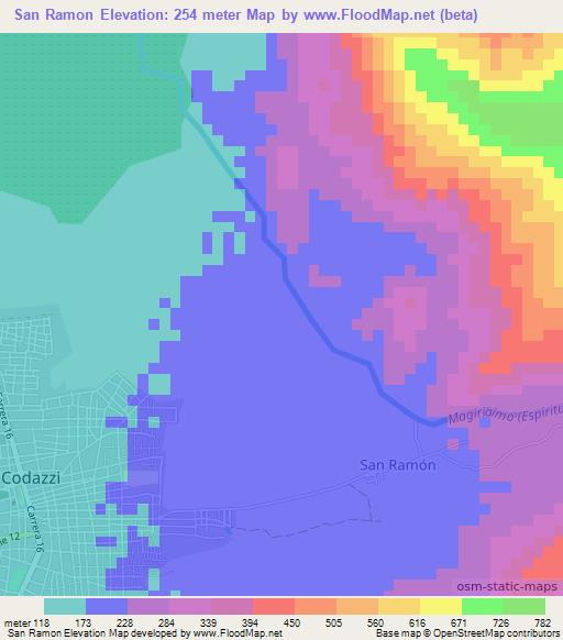 San Ramon,Colombia Elevation Map