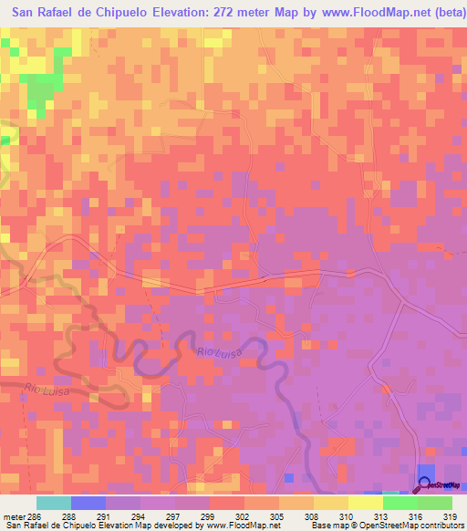 San Rafael de Chipuelo,Colombia Elevation Map