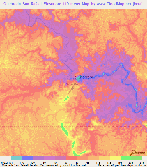 Quebrada San Rafael,Colombia Elevation Map