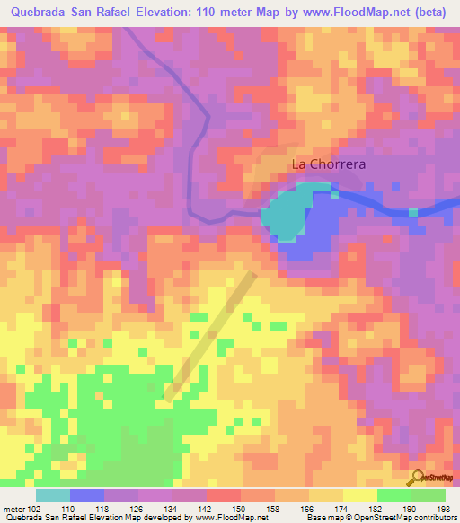 Quebrada San Rafael,Colombia Elevation Map