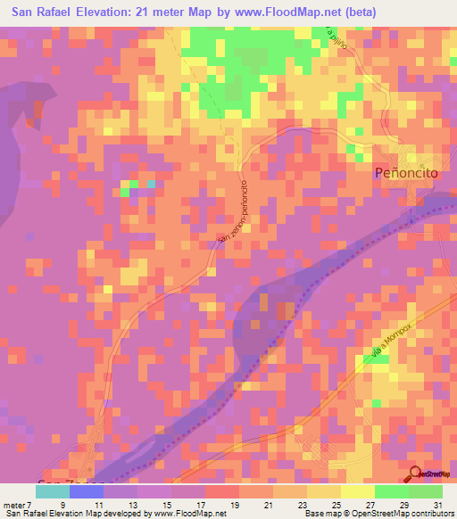 San Rafael,Colombia Elevation Map