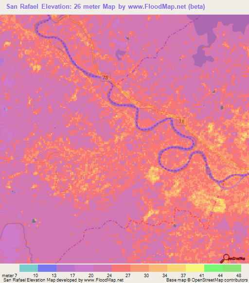 San Rafael,Colombia Elevation Map