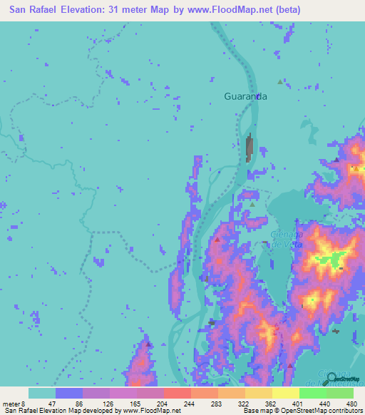 San Rafael,Colombia Elevation Map