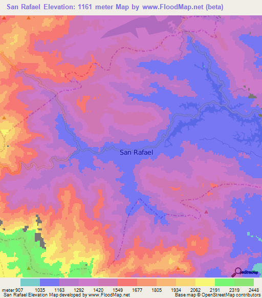 San Rafael,Colombia Elevation Map