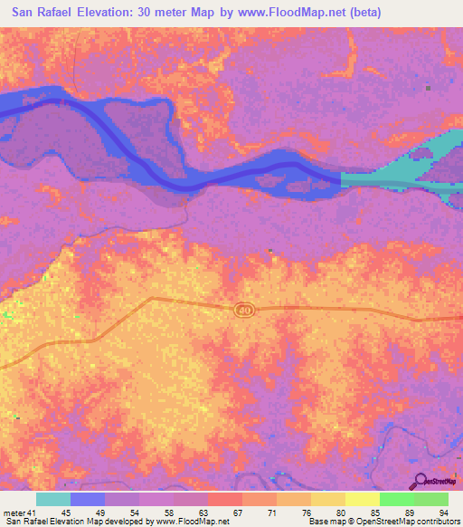 San Rafael,Colombia Elevation Map