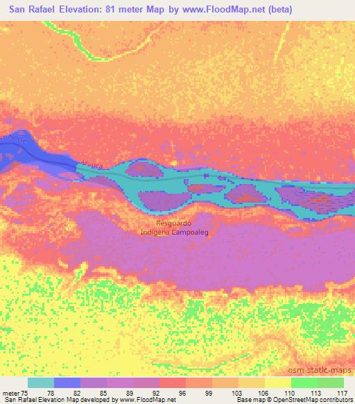 San Rafael,Colombia Elevation Map