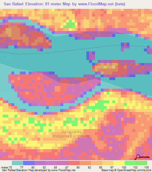 San Rafael,Colombia Elevation Map