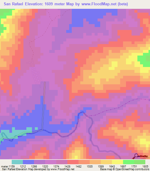 San Rafael,Colombia Elevation Map