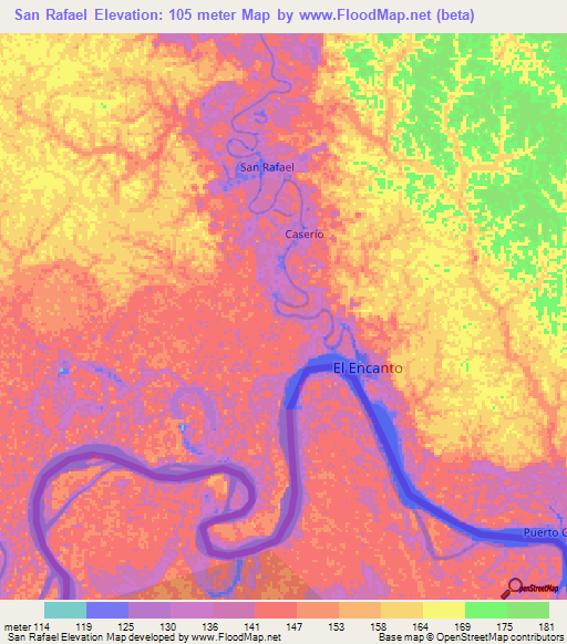 San Rafael,Colombia Elevation Map