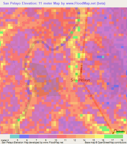 San Pelayo,Colombia Elevation Map