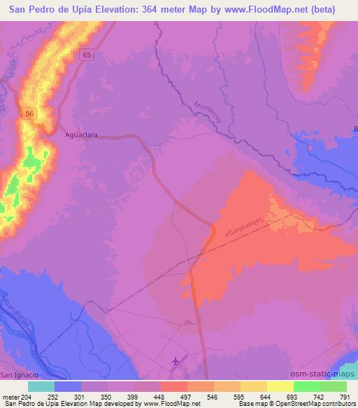 San Pedro de Upia,Colombia Elevation Map