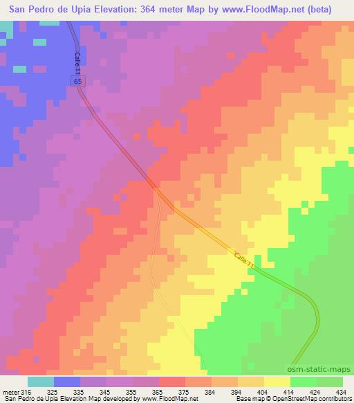 San Pedro de Upia,Colombia Elevation Map