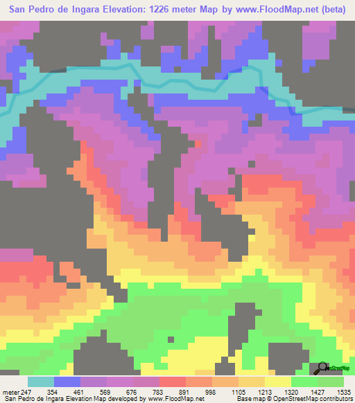 San Pedro de Ingara,Colombia Elevation Map