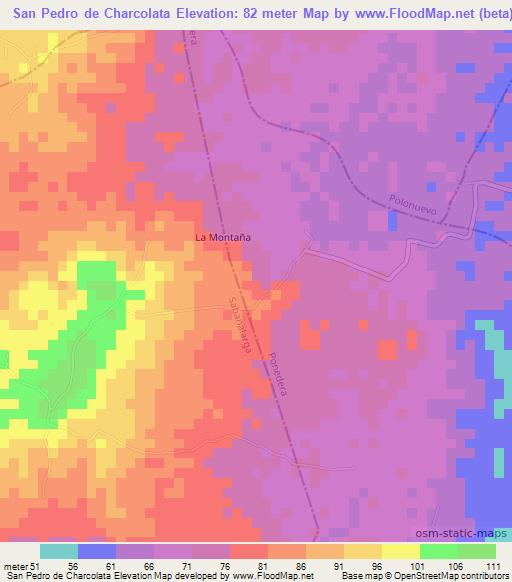 San Pedro de Charcolata,Colombia Elevation Map