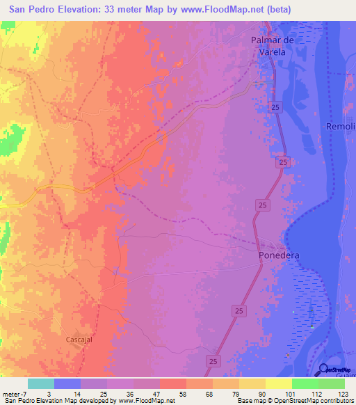 San Pedro,Colombia Elevation Map