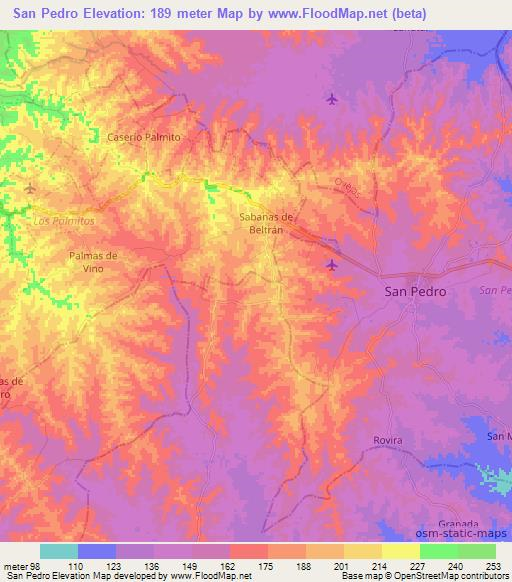 San Pedro,Colombia Elevation Map