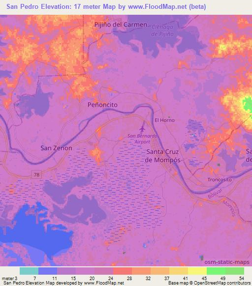 San Pedro,Colombia Elevation Map