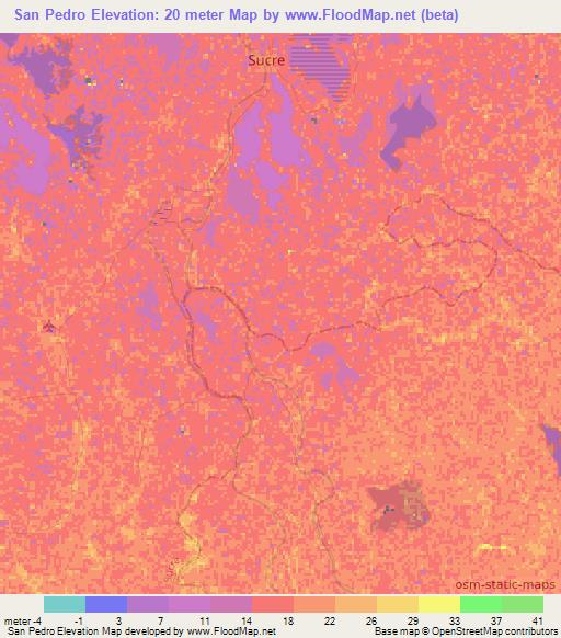 San Pedro,Colombia Elevation Map