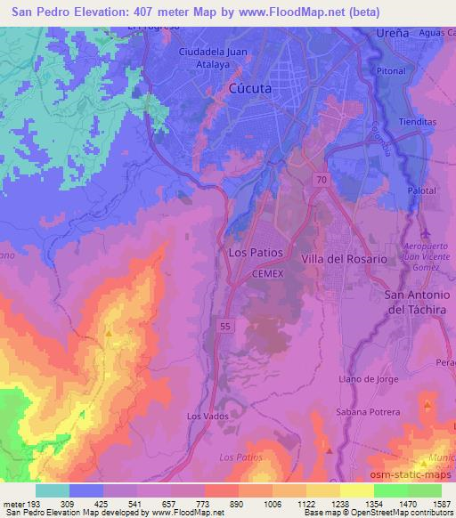 San Pedro,Colombia Elevation Map