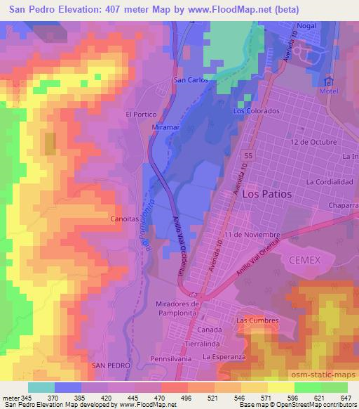 San Pedro,Colombia Elevation Map