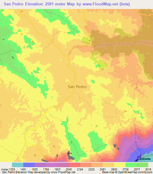 San Pedro,Colombia Elevation Map