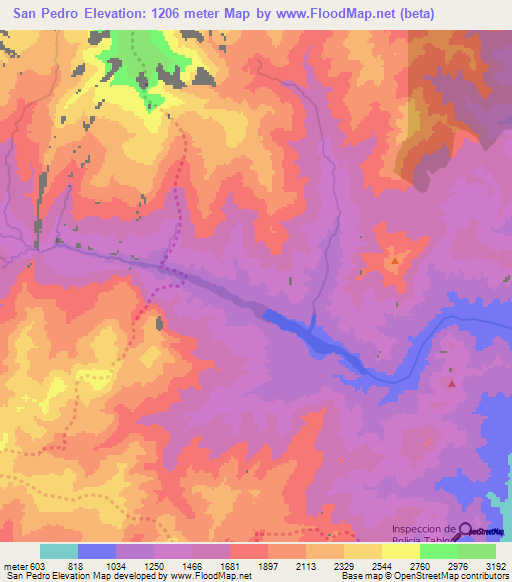 San Pedro,Colombia Elevation Map