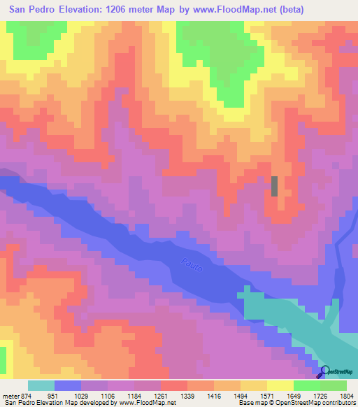 San Pedro,Colombia Elevation Map