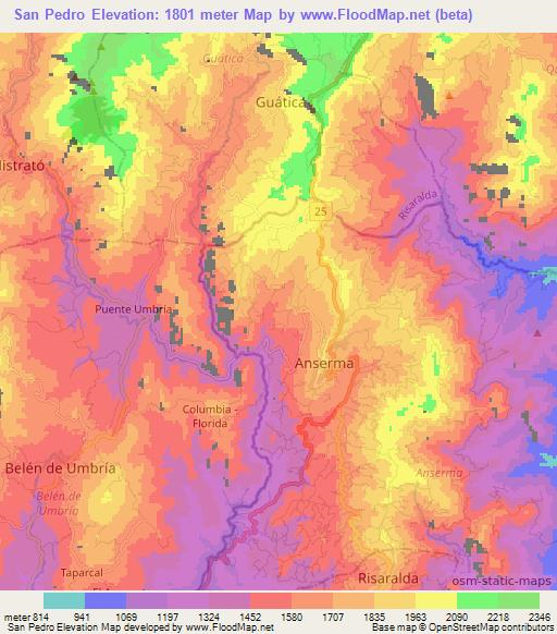 San Pedro,Colombia Elevation Map