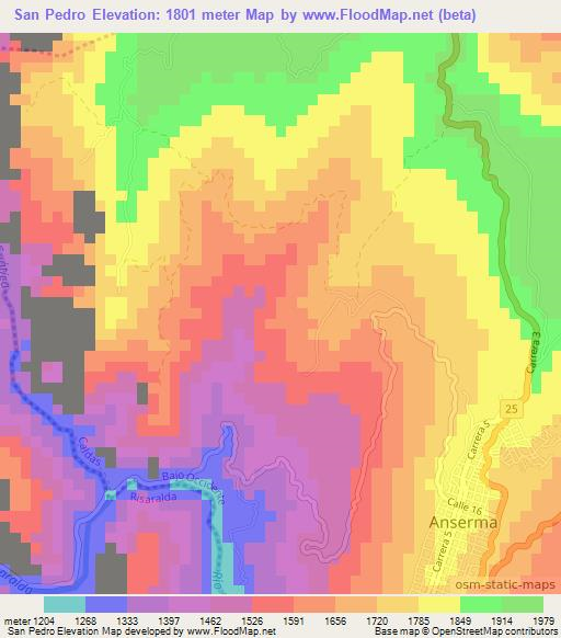 San Pedro,Colombia Elevation Map