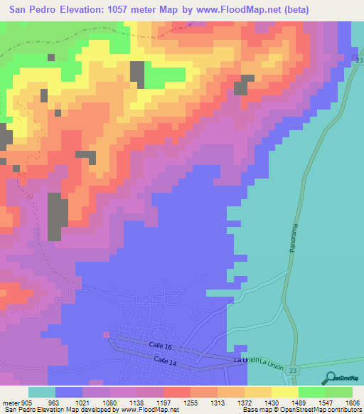 San Pedro,Colombia Elevation Map