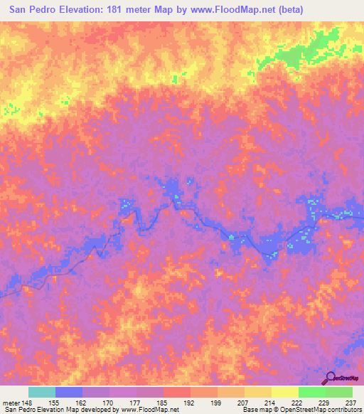 San Pedro,Colombia Elevation Map