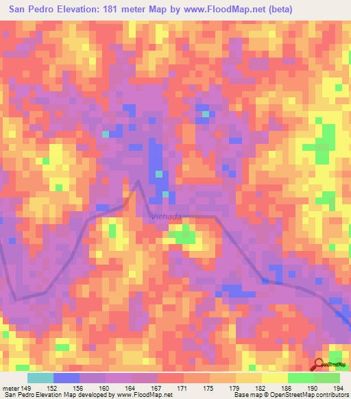 San Pedro,Colombia Elevation Map