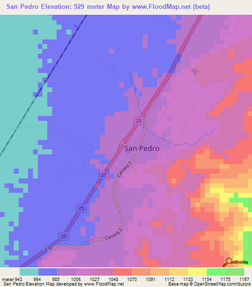 San Pedro,Colombia Elevation Map