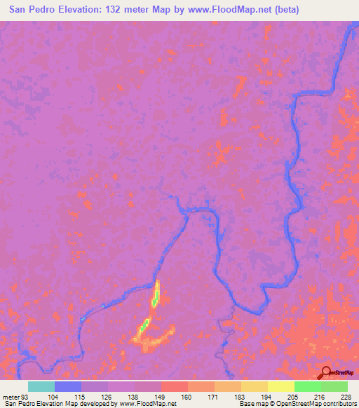 San Pedro,Colombia Elevation Map