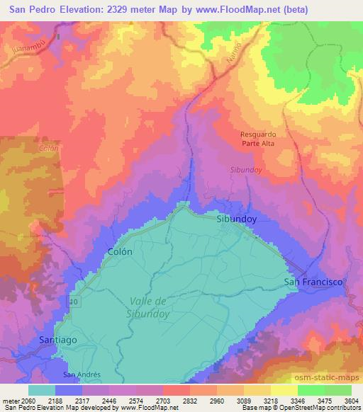 San Pedro,Colombia Elevation Map