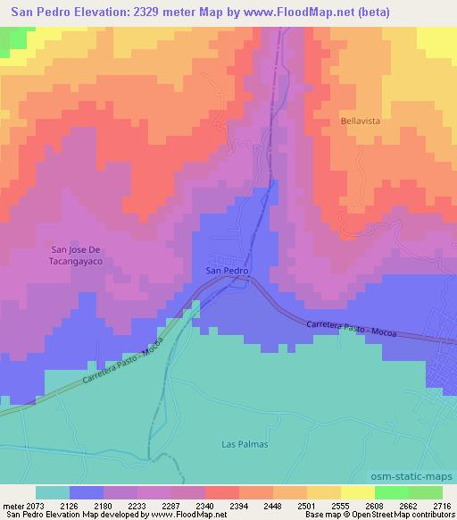 San Pedro,Colombia Elevation Map