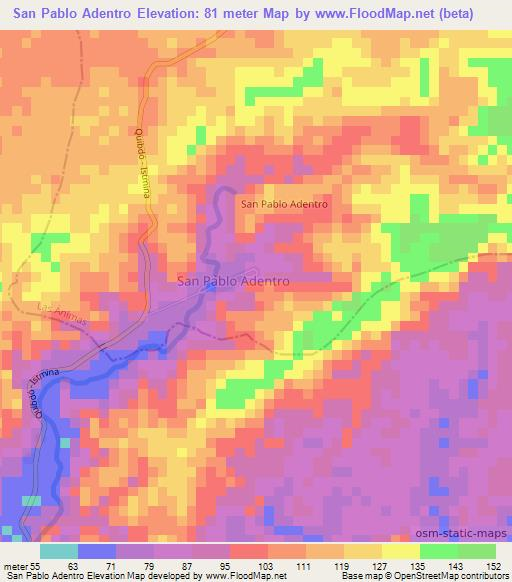 San Pablo Adentro,Colombia Elevation Map