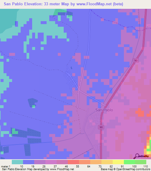 San Pablo,Colombia Elevation Map