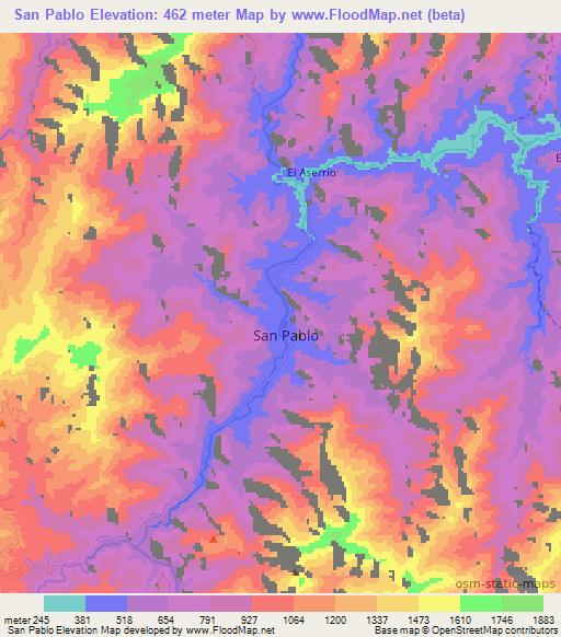 San Pablo,Colombia Elevation Map