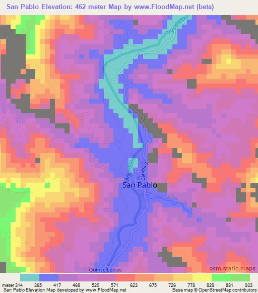 San Pablo,Colombia Elevation Map