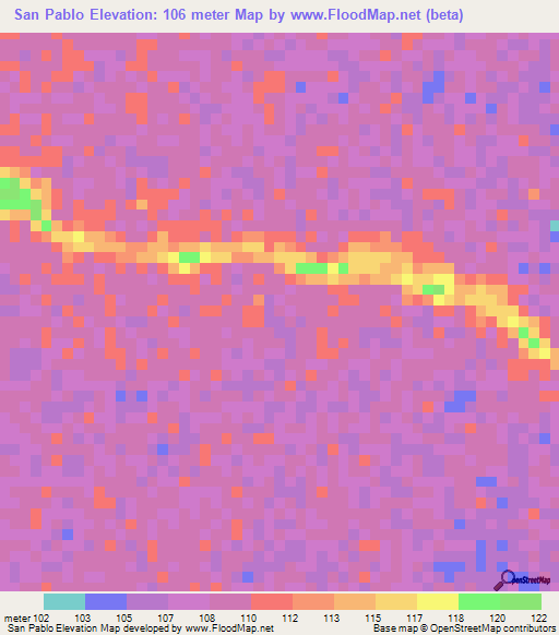 San Pablo,Colombia Elevation Map