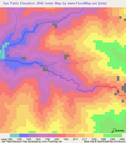 San Pablo,Colombia Elevation Map